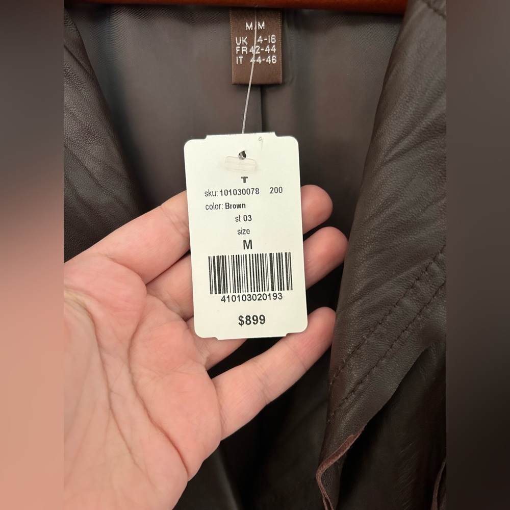 Danier Women's Brown Leather Trench Coat with Belt - Picture 8 of 16
